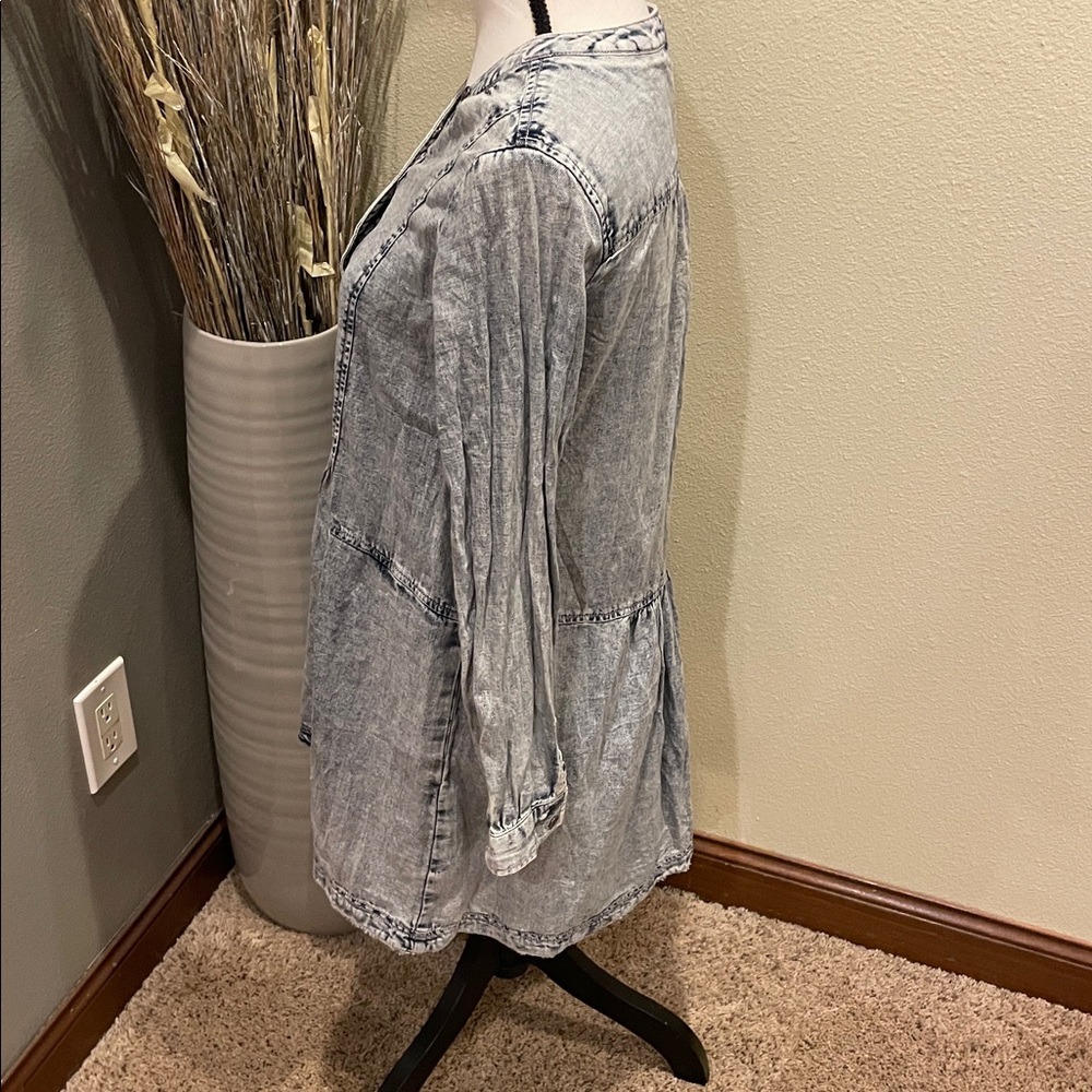 Anthropologie Pilcro Lorelei Tunic Dress Washed Denim Chambray Size 6 - Picture 9 of 14